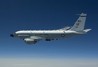 Framed RC-135W Rivet Joint Aircraft Flies over the Midwest