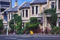 Framed Historic Terrace Houses, Stuart Street, Dunedin, New Zealand