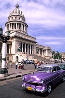 Framed Classic 1950's purple Auto, Havana, Cuba