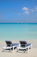 Framed Sand and beach chairs await tourists, Varadero, Cuba