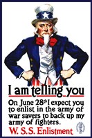 Framed Uncle Sam Recruiting Poster from WWI