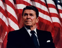Framed President Ronald Reagan with American Flag