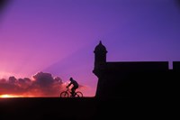 Framed Sunset Bike Ride at El Morro Fort, Old San Juan, Puerto Rico