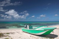 Framed Boat and Turquoise Water on Pillory Beach, Turks and Caicos, Caribbean