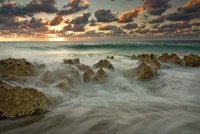 Framed Cayman Islands, Waves near George Town, sunset, beach