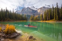 Framed Kayaker on Maligne Lake, Jasper National Park, Alberta, Canada