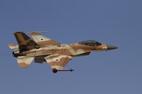 Framed F-16A Netz of the Israeli Air Force in flight over Israel