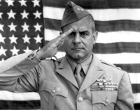 Framed General James Jimmy Doolittle Saluting with The American Flag