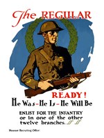 Framed American Infantryman Holding His Rifle