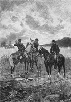 Framed Three Civil War Soldiers onHorseback