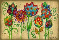 Framed Mosaic Flowers-Spring