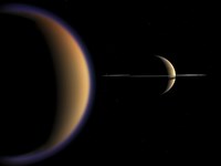 Framed Artist's concept of Saturn and its Moon Titan