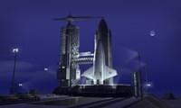 Framed Futuristic Space Shuttle Awaits Launch