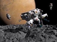 Framed Astronaut Makes First Human Contact with Mars' Moon Phobos