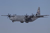 Framed C-130J Super Hercules of the 317th Airlift Group in Flight Over Germany