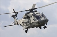 Framed Italian Navy EH101 Helicopter Prepares for Landing