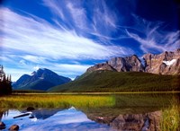 Framed Waterfowl Lake and Rugged Rocky Mountains, Banff National Park, Alberta, Canada