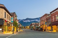 Framed Historic 2nd Street, in downtown Fernie, British Columbia, Canada