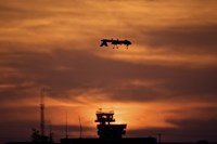 Framed MQ-1 Predator over COB Speicher at Sunset, Tikrit, Iraq