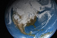 Framed Ful Earth Showing Simulated Clouds over North America