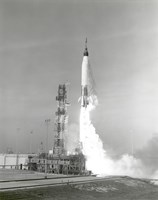 Framed NASA Project Mercury Spacecraft is test Launched from Cape Canaveral, Florida