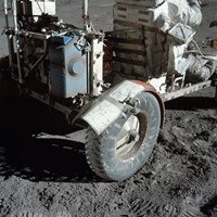 Framed Close-up view of the Lunar Roving Vehicle during Apollo 17 EVA