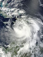Framed Tropical Storm Isaac Moving through the Eastern Caribbean Sea