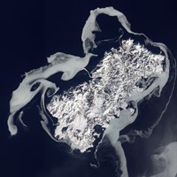 Framed Sea Ice Surrounds the Volcanic Island of Shikotan