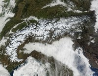 Framed Satellite Image of The Alps Mountain Range