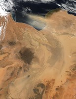 Framed Satellite View of a Dust Storm over Libya