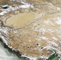 Framed Satellite View of the Tibetan Plateau