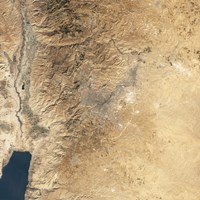 Framed Natural-color Satellite view of Amman, Jordan