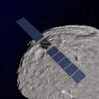 Framed NASA's Dawn Spacecraft Orbiting the Giant Asteroid Vesta