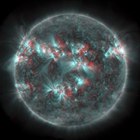 Framed Full Sun with lots of Sunspots and Active regions in 3D