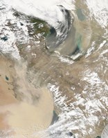 Framed intense Dust Storm Blows over the Middle East