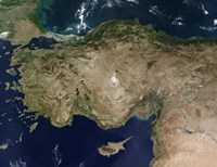 Framed Satellite View of Turkey and the Island of Cyprus