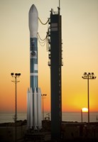 Framed Delta II Rocket on its Launch pad