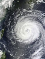 Framed Typhoon Muifa east of Taiwan in the Pacific Ocean