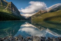 Framed Lake Louise at sunrise, Banff National Park, Canada