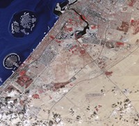 Framed False-Color image of part of Dubai
