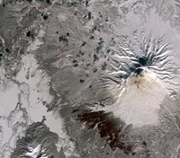 Framed Ash Rich Plume Rises above the Shiveluch Volcano on Russia's Kamchatka Peninsula