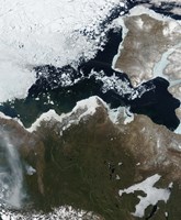 Framed Satellite View of Northwest Canada