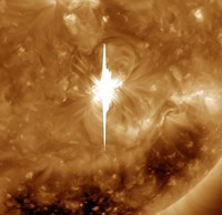 Framed Close-up view of a Massive X22 Solar Flare Erupts on the Sun
