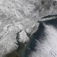 Framed Satellite view of a Nor'easter Snow Storm over the Mid-Atlantic and Northeastern United States