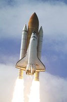 Framed Space Shuttle Atlantis Lifts Off from Kennedy Space Center