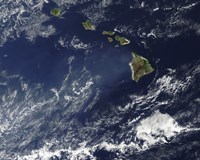 Framed Satellite View of Volcanic Fog from Kilauea Volcano Swirling around the Hawaiian Islands