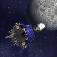 Framed Artist's Illustration of the Lunar Crater Observation and Sensing Satellite