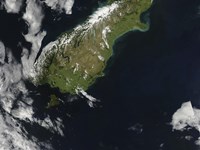 Framed Satellite view of Most of the South Island of New Zealand