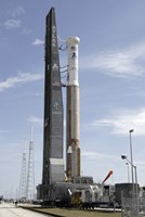 Framed Atlas V/Centaur arrives on the Launch Complex