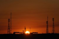 Framed Soyuz Launch Pad at the Baikonur Cosmodrome in Kazakhstan